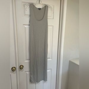 Massimo Dutti beige metallic short sleeves maxi side split dress.‎ M